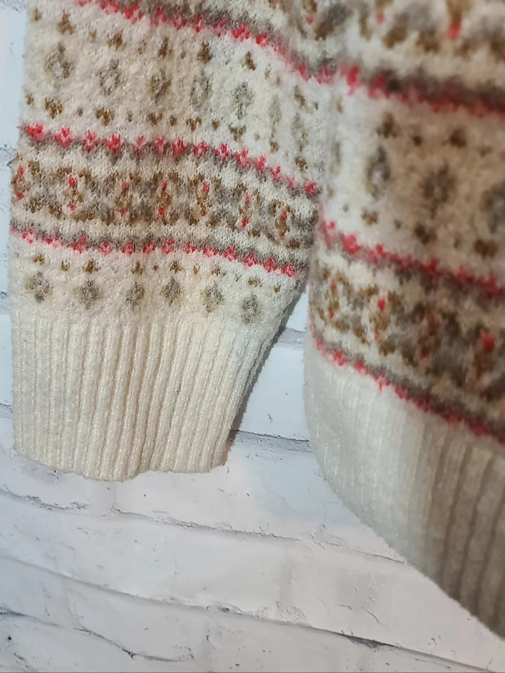American Eagle Oversized Soft Fair Isle Crewneck Sweater XS - Picture 6 of 7